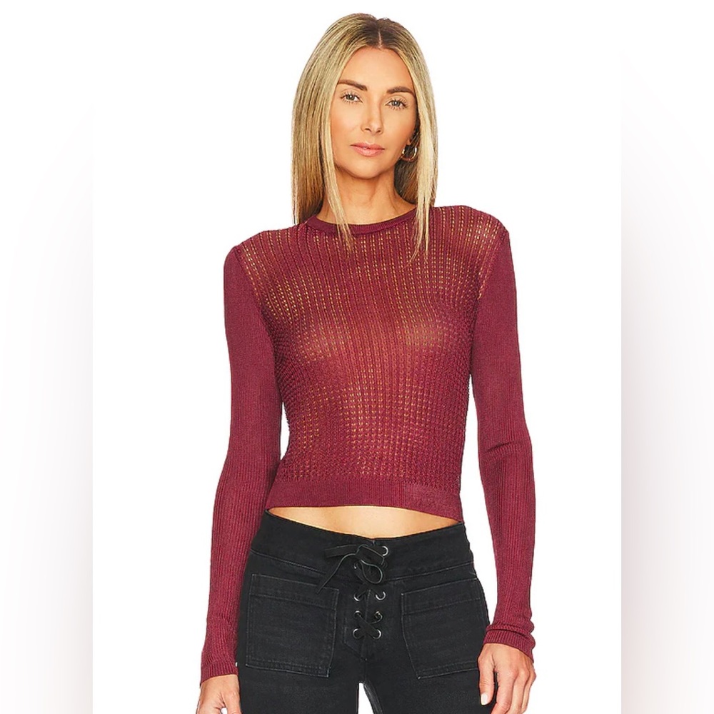 NWT Free People H20 Crew Pullover Raw Garnet S